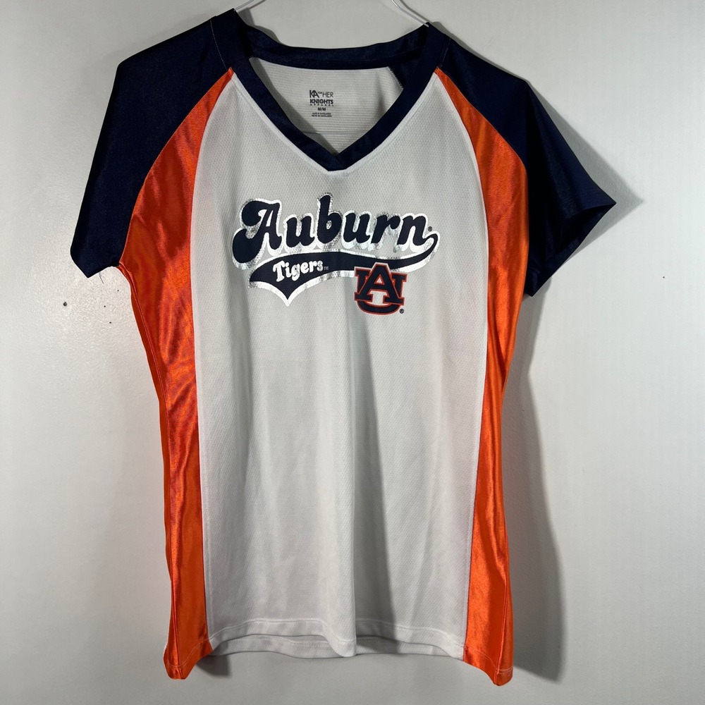 KA for Her Knights Auburn Tigers Jersey M Blue White Orange V Neck